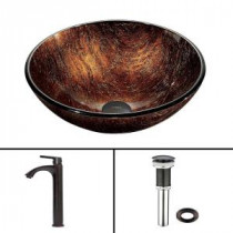 Glass Vessel Sink in Kenyan Twilight and Linus Faucet Set in Antique Rubbed Bronze