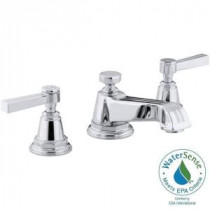 Pinstripe 8 in. Widespread 2-Handle Low-Arc Bathroom Faucet in Polished Chrome with Lever Handles