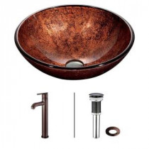 Mahogany Moon Vessel Sink in Copper with Faucet in Oil Rubbed Bronze