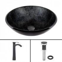 Glass Vessel Sink in Gray Onyx with Otis Faucet Set in Matte Black
