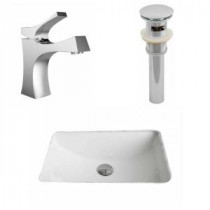 Rectangle Undermount Bathroom Sink Set in White with Single Hole cUPC Faucet and Drain