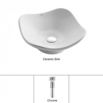Tulip Vessel Sink in White with Pop up Drain in Chrome