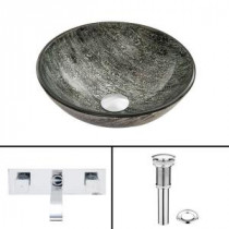 Glass Vessel Sink in Titanium with Titus Wall-Mount Faucet Set in Chrome