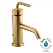 Purist Single Hole Single Handle Low-Arc Bathroom Faucet with Straight Lever Handle in Vibrant Moderne Brushed Gold