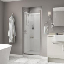 Phoebe 33 in. x 64-3/4 in. Semi-Framed Pivot Shower Door in Nickel with Clear Glass