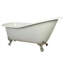 5 ft. Cast Iron Polished Chrome Claw Foot Slipper Tub with 7 in. Deck Holes in White