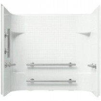 Accord 60 in. x 36 in. x 55.125 in. 3-Piece Direct-to-Stud Shower Surround in White with Nickel Grab Bars