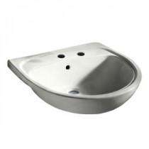 Mezzo Semi-Countertop Bathroom Sink with Center Hole Only in White