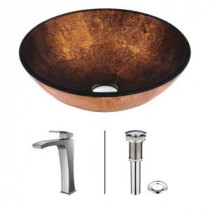Lava Vessel Sink in Brown with Faucet in Chrome