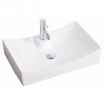 27-in. W x 18-in. D Above Counter Rectangle Vessel Sink In White Color For Single Hole Faucet