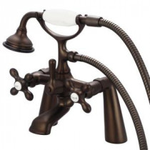 3-Handle Vintage Claw Foot Tub Faucet with Hand Shower and Cross Handles in Oil Rubbed Bronze