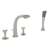 Adelais 2-Handle Deck-Mount Roman Tub Faucet with Hand Shower in Brushed Nickel