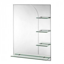 Bampton 32 in. x 24 in. Beveled Edge Wall Mirror with Shelves and Hang 'N' Lock