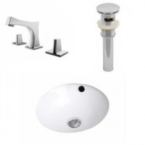 Round Undermount Bathroom Sink Set in White with 8 in. O.C. cUPC Faucet and Drain