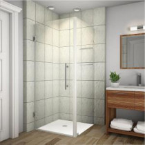 Aquadica GS 30 in. x 72 in. Frameless Square Shower Enclosure in Stainless Steel with Glass Shelves