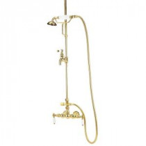 TW28 2-Handle Claw Foot Tub Faucet with Handshower in Polished Brass