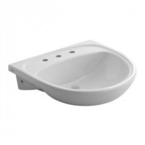 Mezzo Drop-In Semi-Countertop Bathroom Sink with 8 in. Center and Sealed Overflow in White