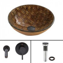 Glass Vessel Sink in Playa and Olus Wall Mount Faucet Set in Antique Rubbed Bronze