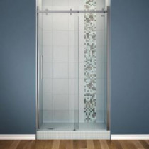 Halo 48 in. x 78-3/4 in. Semi-Framed Sliding Shower Door with Clear Glass in Chrome Finish