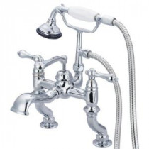 3-Handle Vintage Claw Foot Tub Faucet with Hand Shower and Lever Handles in Triple Plated Chrome