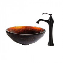 Prometheus Glass Vessel Sink in Multicolor and Ventus Faucet in Oil Rubbed Bronze