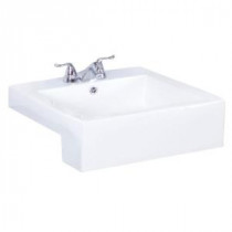 20-in. W x 20-in. D Semi-Recessed Rectangle Vessel Sink In White Color For 4-in. o.c. Faucet