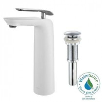 Seda Single Hole Single-Handle Bathroom Faucet with Matching Pop-Up Drain in Chrome and White