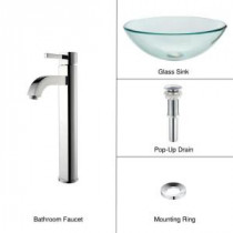Glass Bathroom Sink in Clear with Ramus Faucet in Chrome