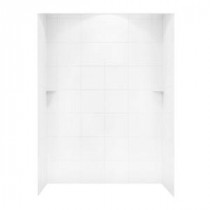 36 in. x 62 in. x 96 in. 3-piece Square Tile Easy Up Adhesive Shower Wall in White