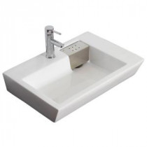 26-in. W x 18-in. D Above Counter Rectangle Vessel Sink In White Color For Single Hole Faucet