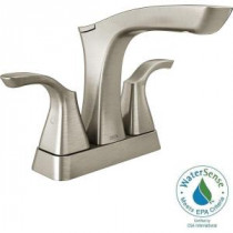 Tesla 4 in. Centerset 2-Handle Bathroom Faucet in Stainless with Metal Drain Assembly