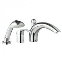 Eurosmart 3-Hole Single-Handle Deck-Mount Roman Tub Faucet with Hand Shower in StarLight Chrome