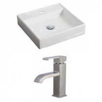 Square Vessel Sink Set in White with Single Hole cUPC Faucet