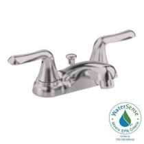 Colony Soft 4 in. Centerset 2-Handle Low-Arc Bathroom Faucet in Satin Nickel with Speed Connect Drain