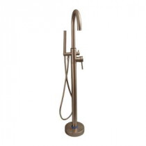 2-Handle Thermostatic Freestanding Claw Foot Tub Faucet with Hand Shower in Brushed Nickel