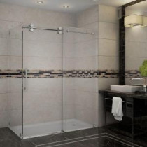 Langham 60 in. x 35 in. x 75 in. Completely Frameless Shower Enclosure in Chrome with Clear Glass