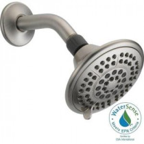 5-Spray 5 in. Shower Head in Stainless with Pause