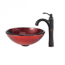 Charon Glass Vessel Sink and Riviera Faucet in Oil Rubbed Bronze