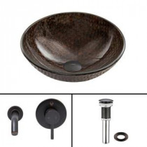Glass Vessel Sink in Copper Shield with Olus Wall-Mount Faucet Set in Antique Rubbed Bronze