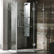 Piedmont 36.125 in. x 73.375 in. Semi-Framed Neo-Angle Shower Enclosure in Brushed Nickel with Clear Glass