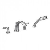 Brantford 2-Handle Deck-Mount Roman Tub Faucet Trim Kit with Hand Shower in Chrome (Valve Sold Separately)