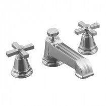 Pinstripe Grooved Cross 2-Handle Deck-Mount Roman Tub Faucet Trim in Polished Chrome (Valve not included)