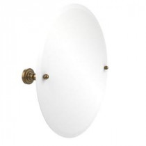 Dottingham Collection 22 in. L x 22 in. W Frameless Round Tilt Mirror with Beveled Edge in Brushed Bronze