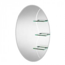 Coniston 30 in. x 20 in. Beveled Edge Oval Wall Mirror with Shelves and Hang 'N' Lock