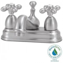 Bradsford 4 in. 2-Handle Bathroom Faucet in Satin Nickel with Metal Cross Handle