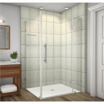 Avalux GS 48 in. x 38 in. x 72 in. Completely Frameless Shower Enclosure with Glass Shelves in Stainless Steel