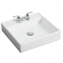 17.5-in. W x 17.5-in. D Above Counter Square Vessel Sink In White Color For 4-in. o.c. Faucet