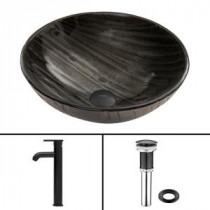 Glass Vessel Sink in Interspace and Seville Faucet Set in Matte Black