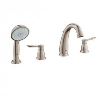 Parkfield 8-3/16 in. 4-Hole 2-Handle Deck-Mount Roman Tub Faucet with Personalized Hand Shower in StarLight Chrome