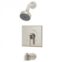 Duro 1-Handle 1-Spray Tub and Shower Faucet in Satin Nickel